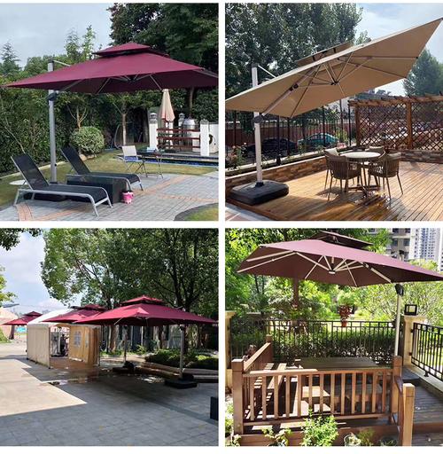 花园露台偏置悬臂咖啡厅餐厅带大理石底座的户外伞